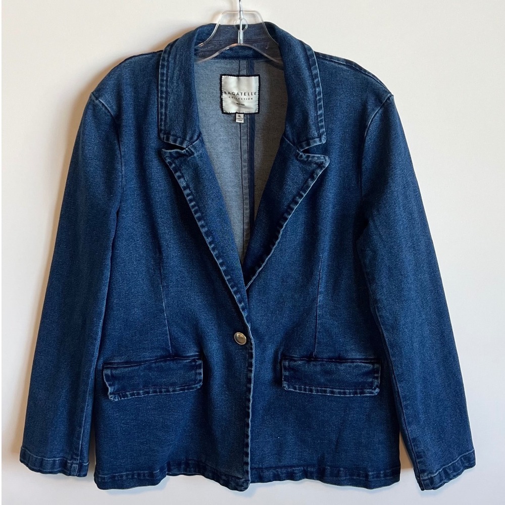 Bagatelle Dark Indigo Denim Blazer Jacket Size XL